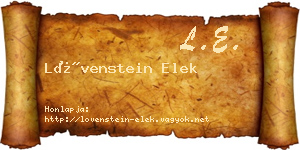Lövenstein Elek névjegykártya